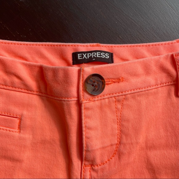 Express neon salmon pink khaki chino short sz 0 NEW - Picture 7 of 9
